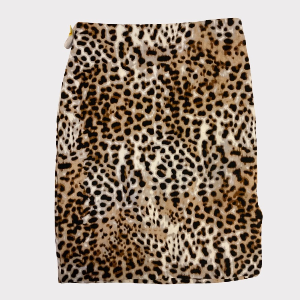 Worthington Pencil Midi Skirt Cheetah Print Brown 2P - Picture 2 of 4